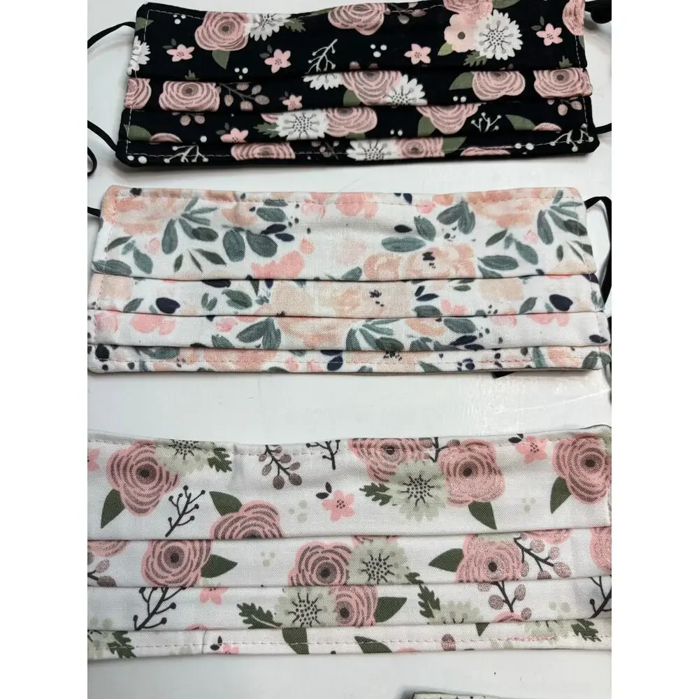 NEW Handmade Adjustable Cloth Double Layer Face Mask Lot of 7 Delicate Floral
